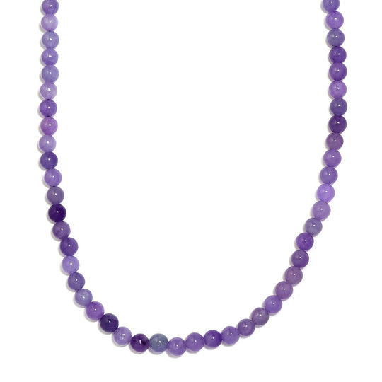 Lila Jade Halskette, ca. 50 cm, 925 Silber rhodiniert ca. 158,98 ct