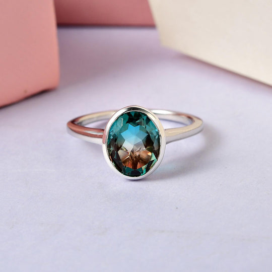 Aqua Terra Costa Quarz Triplett-Ring, 925 Silber platiniert ca. 2,67 ct