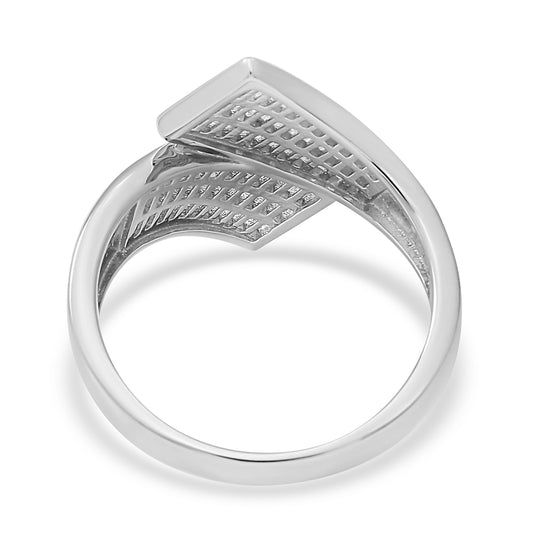 LUSTRO STELLA - Zirkonia Bypass Ring 925 Silber rhodiniert ca. 0,55 ct
