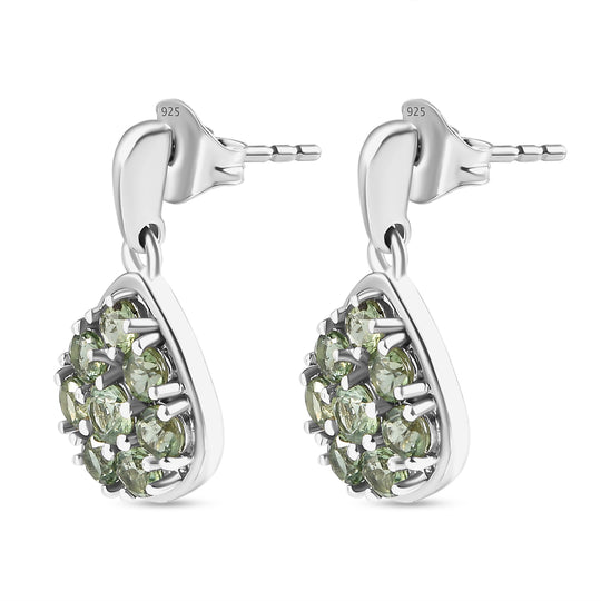 Natürliche, grüne Apatit-Ohrringe, 925 Silber platiniert ca. 2.06 ct