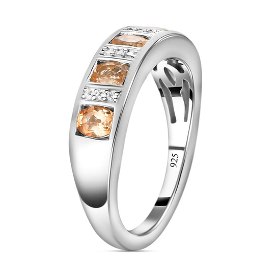 AA Ceylon kaiserlicher Granat und weißer Zirkon-Ring, 925 Silber platiniert ca. 1.24 ct