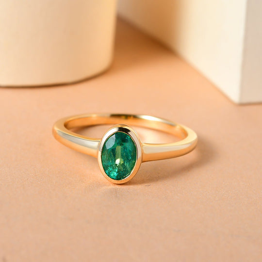 AAA Kagem sambischer Smaragd Ring, 585 Gold ca. 0.77 ct