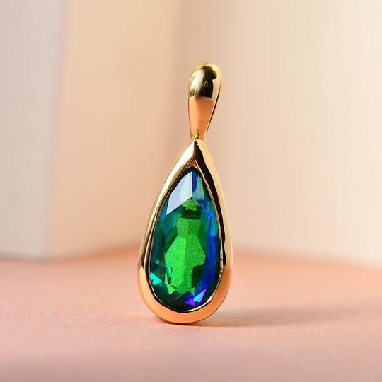 Pfau Triplette Quarz-Anhänger, 925 Silber vergoldet ca. 3.32 ct