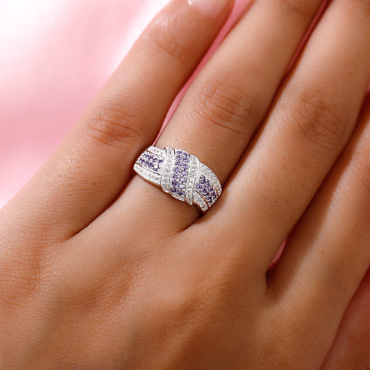 Amethyst Zirkonia Ring 925 Silber (Größe 20.00) ca. 0,92 ct