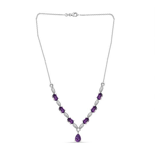 Afrikanische Amethyst Halskette, ca. 45 cm, 925 Silber ca. 3.00 ct
