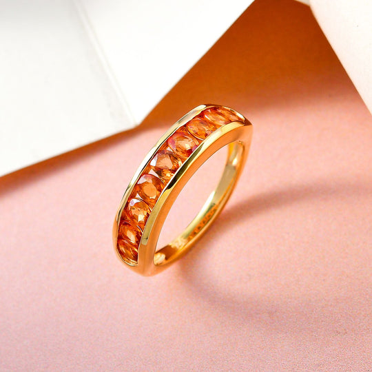 Orangener Saphir-Ring, 925 Silber vergoldet ca. 2,14 ct