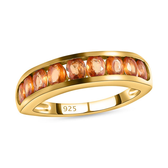 Orangener Saphir-Ring, 925 Silber vergoldet ca. 2,14 ct