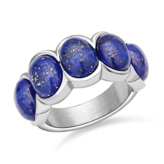 Lapislazuli-Ring, reiner Edelstahl ca. 5.00 ct