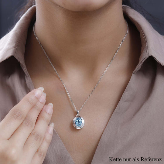 Himmelblauer Topas Anhänger, Messing platiniert ca. 4.36 ct