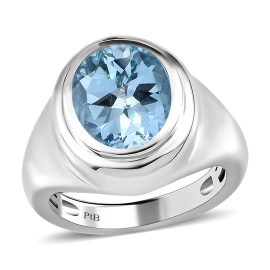 Himmelblauer Topas Ring, reines Messing platiniert ca. 3,20 ct