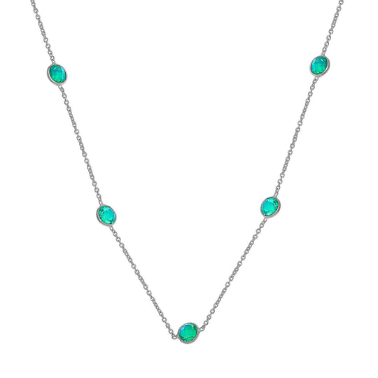 Pfau Triplette Quarz Halskette, ca. 50 cm, 925 Silber platiniert ca. 8.74 ct