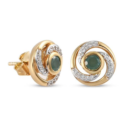 Grandidierit und Zirkon-Ohrstecker, 925 Silber vergoldet ca. 0,78 ct