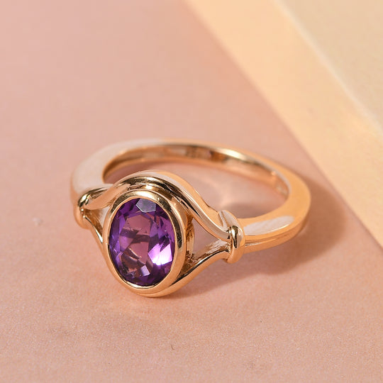 Mashamba Amethyst Ring 925 Silber vergoldet ca. 1,14 ct