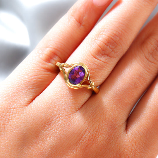 Mashamba Amethyst Ring 925 Silber vergoldet ca. 1,14 ct