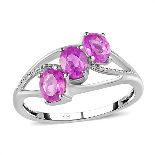 Ilakaka Rosa Saphir (Fissure gefüllt)-Ring, 925 Silber platiniert ca. 1,54 ct