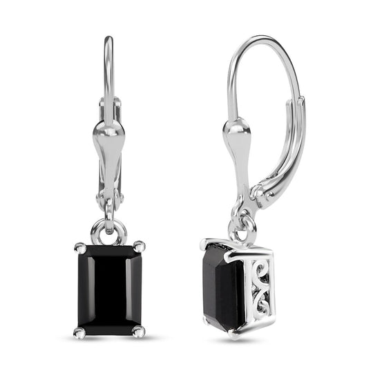 Schwarze Spinell Ohrringe, 925 Silber ca. 1,58 ct