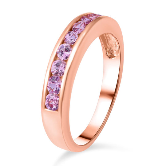 Rosa Saphir Ring, 925 Silber rosévergoldet (Größe 20.00) ca. 1,12 ct
