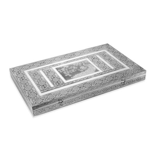 Handgefertigtes Ring Koffer mit Aluminium Prägung, 56x33x5 cm, Schwan