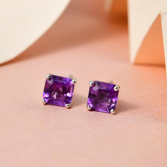 Afrikanische Amethyst Ohrringe, 925 Silber platiniert ca. 1.17 ct