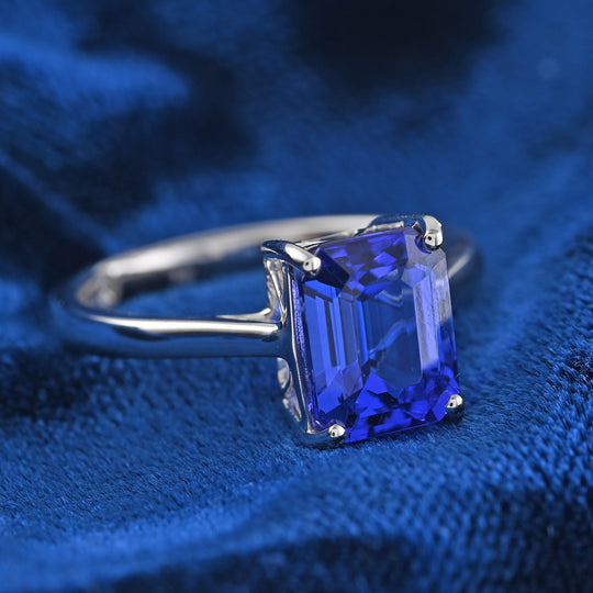 Rhapsody AAAA Tansanit, Weißer Diamant AGI zertifiziert Ring 950 Platin (Größe 18.00) (10-16 Werktage Lieferzeit) ca. 2.70 ct