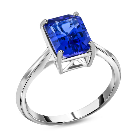 Rhapsody AAAA Tansanit, Weißer Diamant AGI zertifiziert Ring 950 Platin (Größe 18.00) ca. 2.70 ct