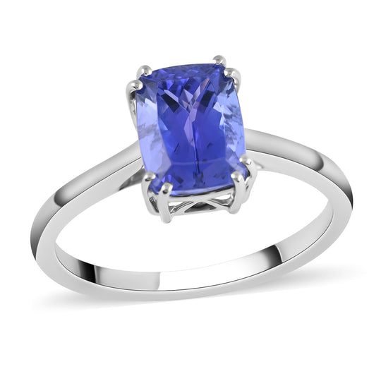 Rhapsody AAAA Tansanit. Weißer Diamant AGI zertifiziert Ring. zertifiziert und geprüft. 950 Platin (Größe 17.00) (10-16 Werktage Lieferzeit) ca. 2.50 ct