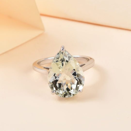 Prasiolith Ring, 925 Silber platiniert ca. 7.49 ct