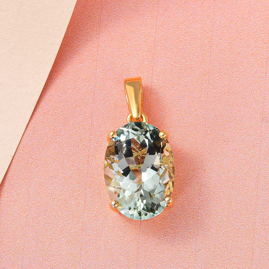 Prasiolith-Anhänger, 925 Silber vergoldet ca. 5,48 ct