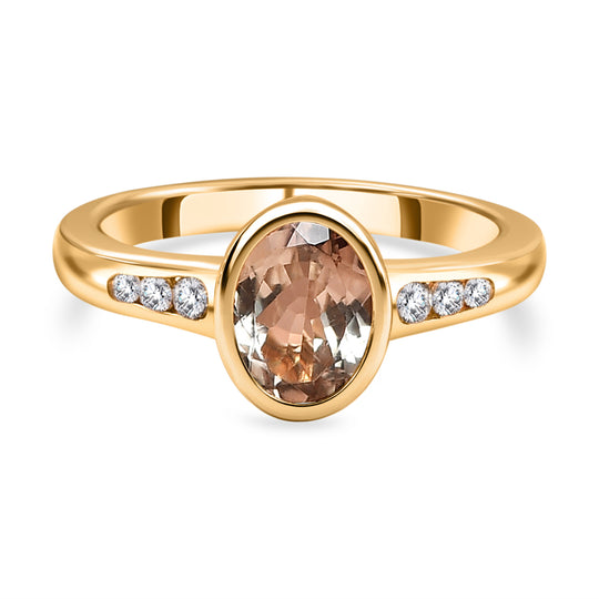 AAA Turkizit und weißer Zirkon Ring, 925 Silber Gelbgold Vermeil (Größe 20.00) ca. 1.67 ct