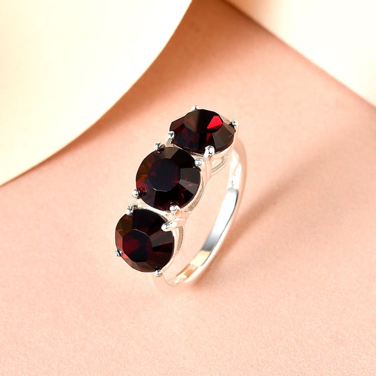 Granat-Kristall Ring, 925 Silber (Größe 18.00)