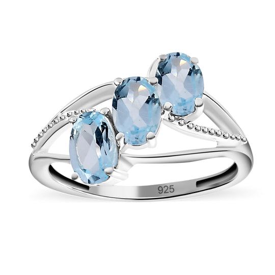 Himmelblauer Topas Ring, 925 Silber ca. 1,60 ct