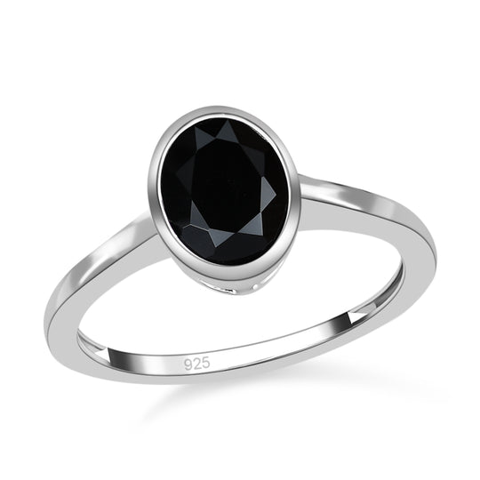 Schwarzer Spinell Ring, 925 Silber ca. 1,62 ct