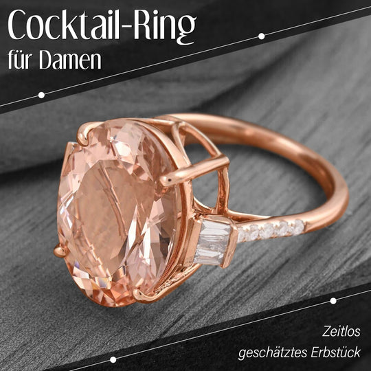 Iliana AAA Marropino Morganite, Weißer Diamant Ringe 750 Gold (Größe 18.00) ca. 10,10 ct