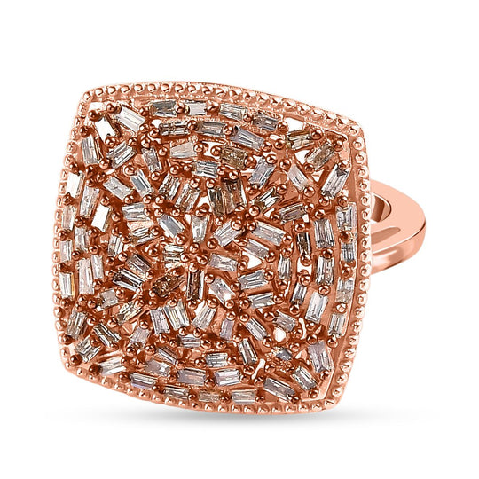 Natürlicher Champagner Diamant-Ring, 925 Silber Roségold Vermeil (Größe 16.00) ca. 1.00 ct
