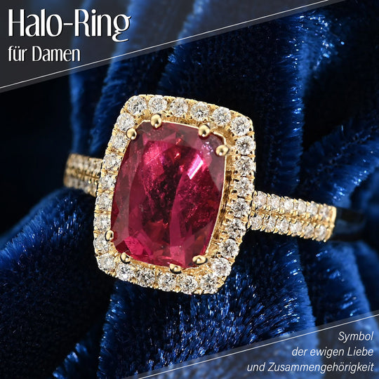 Iliana - AAA Rubellit und weißer Diamant-Ring, 750 Gold (Größe 20.00) ca. 2.30 ct