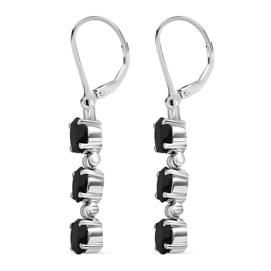 Schwarze Spinell Ohrringe, Edelstahl ca. 3,97 ct