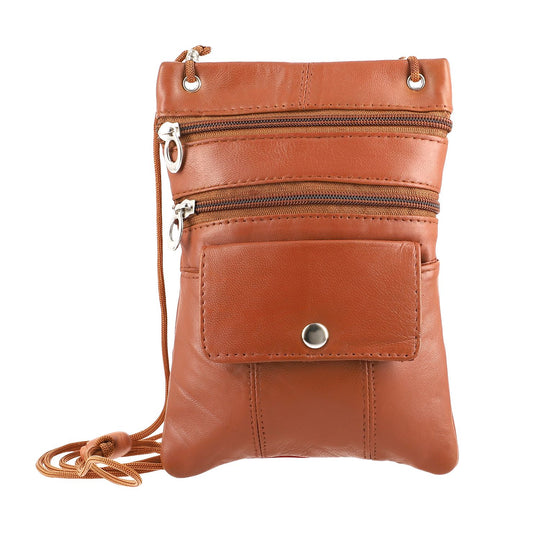 100% Echtleder Crossbody-Tasche, 15.25x19.05 cm, schwarz