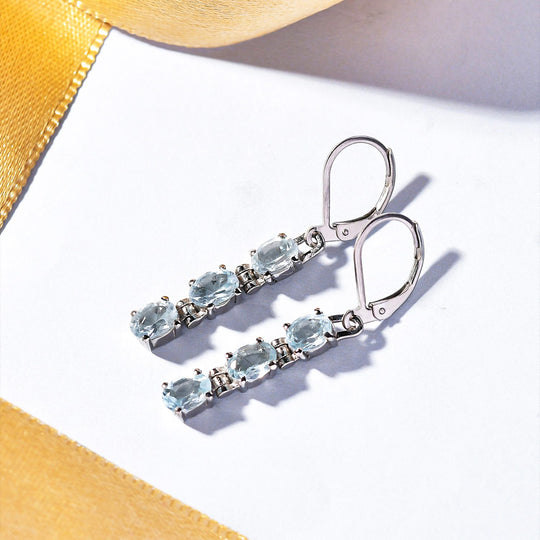 Himmelblauer Topas Ohrringe Edelstahl ca. 3,65 ct