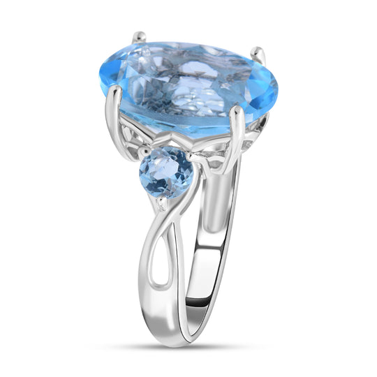 Himmelblauer Topas Ring, 925 Silber platiniert ca. 7,74 ct