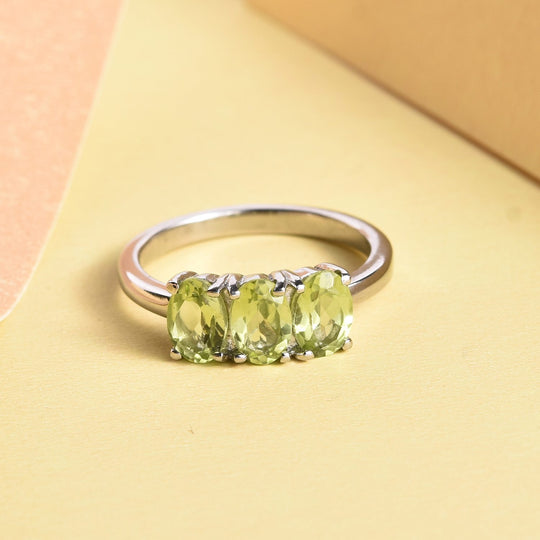 Natürlicher Peridot Ring, Edelstahl ca. 1.60 ct