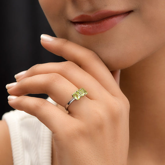 Natürlicher Peridot Ring, Edelstahl ca. 1.60 ct