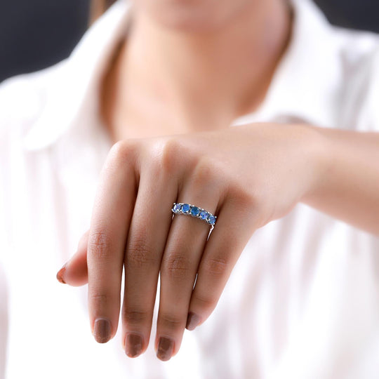 Boulder Opal Triplett Ring, 925 Silber platiniert ca. 1,18 ct