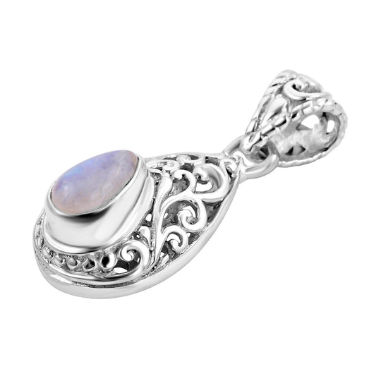 Royal Bali - Regenbogen Mondstein Anhänger, 925 Silber ca. 1.60 ct