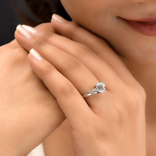 Himmelblauer Topas Ring, Edelstahl ca. 1,28 ct
