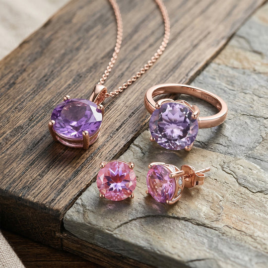 D’Joy AA Rose De France Amethyst und Zirkon Schmuckset