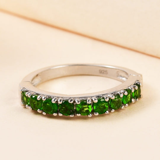 Natürlicher Chromdiopsid-Ring, 925 Silber platiniert ca. 1,18 ct