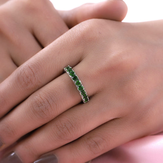 Natürlicher Chromdiopsid-Ring, 925 Silber platiniert ca. 1,18 ct