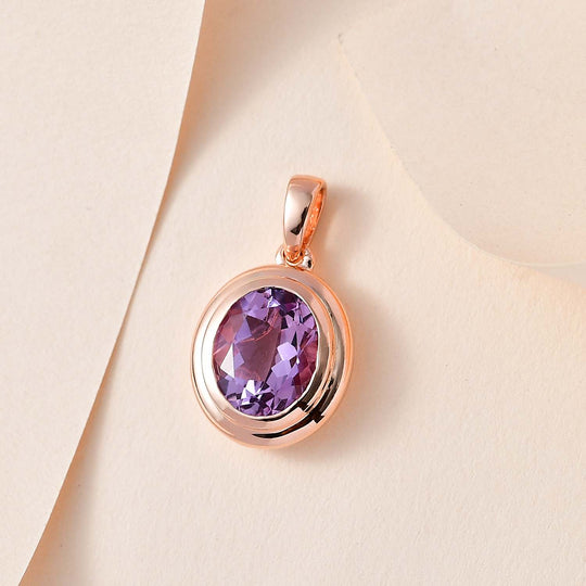 Rosa Amethyst Anhänger, Messing rosévergoldet, ca. 3.25 ct