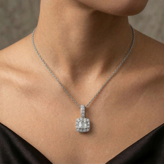 LUXURIANT 2er-Set SI-GH Labor Diamant Anhänger mit 45cm Kette