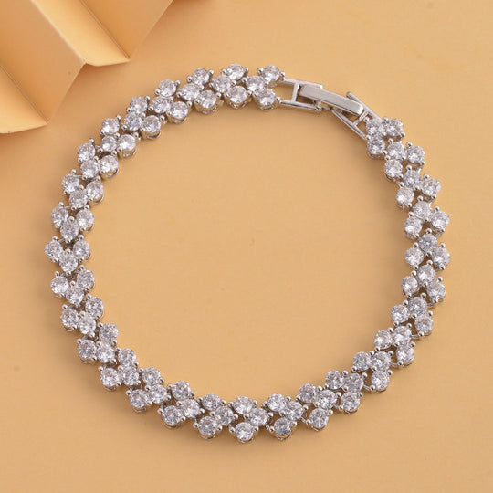 Weißer Zirkonia Armband ca. 20 cm Reines Messing ca. 20,00 ct